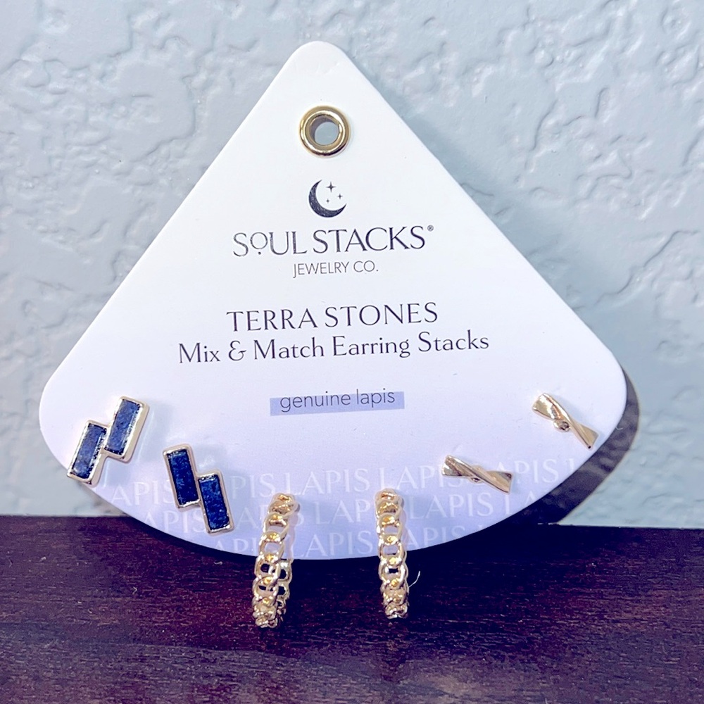 NWT SOUL STACKS MIX & MATCH LAPIS EARRING SET